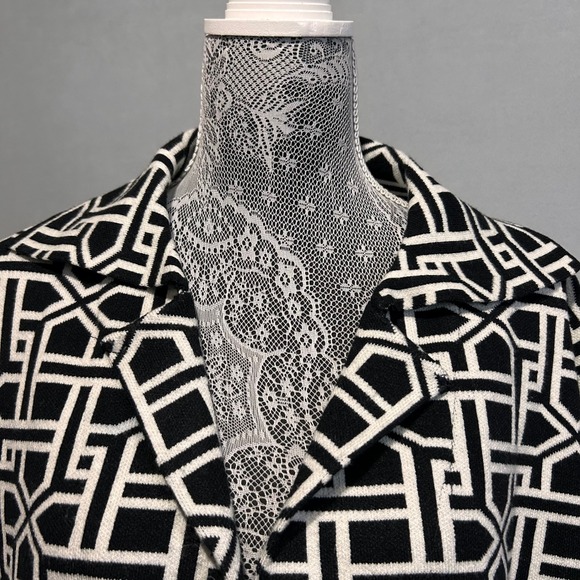 Rio & Rian New York Black White Geometric Print Duster Cardigan Womens Large L/G - Picture 7 of 8